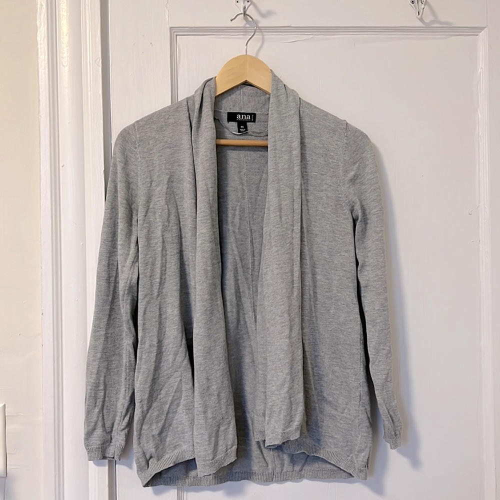 Grey fine knit cowl neck cardigan